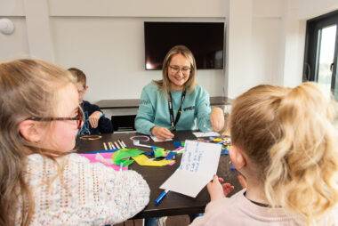 YMCA Y-kids leader during an Arts and Crafts session